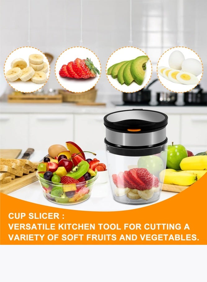 SHABILI Compact Fruit Slicer Cup for Soft Fruit and Eggs, Stainless Steel Kitchen Slicing Tool for Home Use, Speed Fruit Slicer with Detachable Cup Slicer, Slicer Fruit Cutter and Strawberry Slicer - Image 4